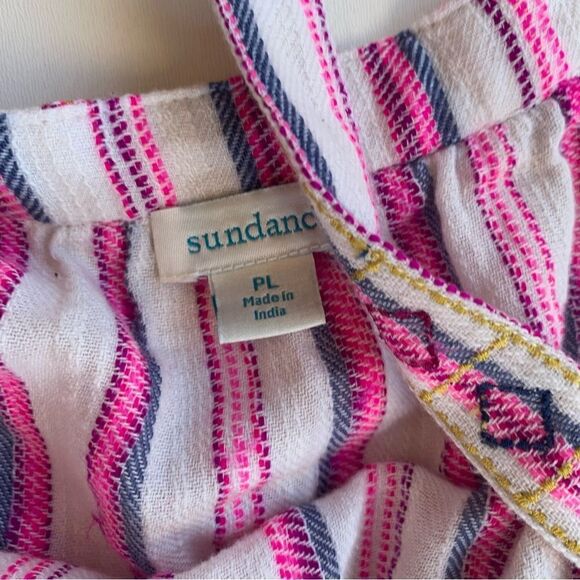 SundanceTank Dress Vería PL Boho Pink White Stripped Pockets Embroidered Summer - Picture 3 of 11